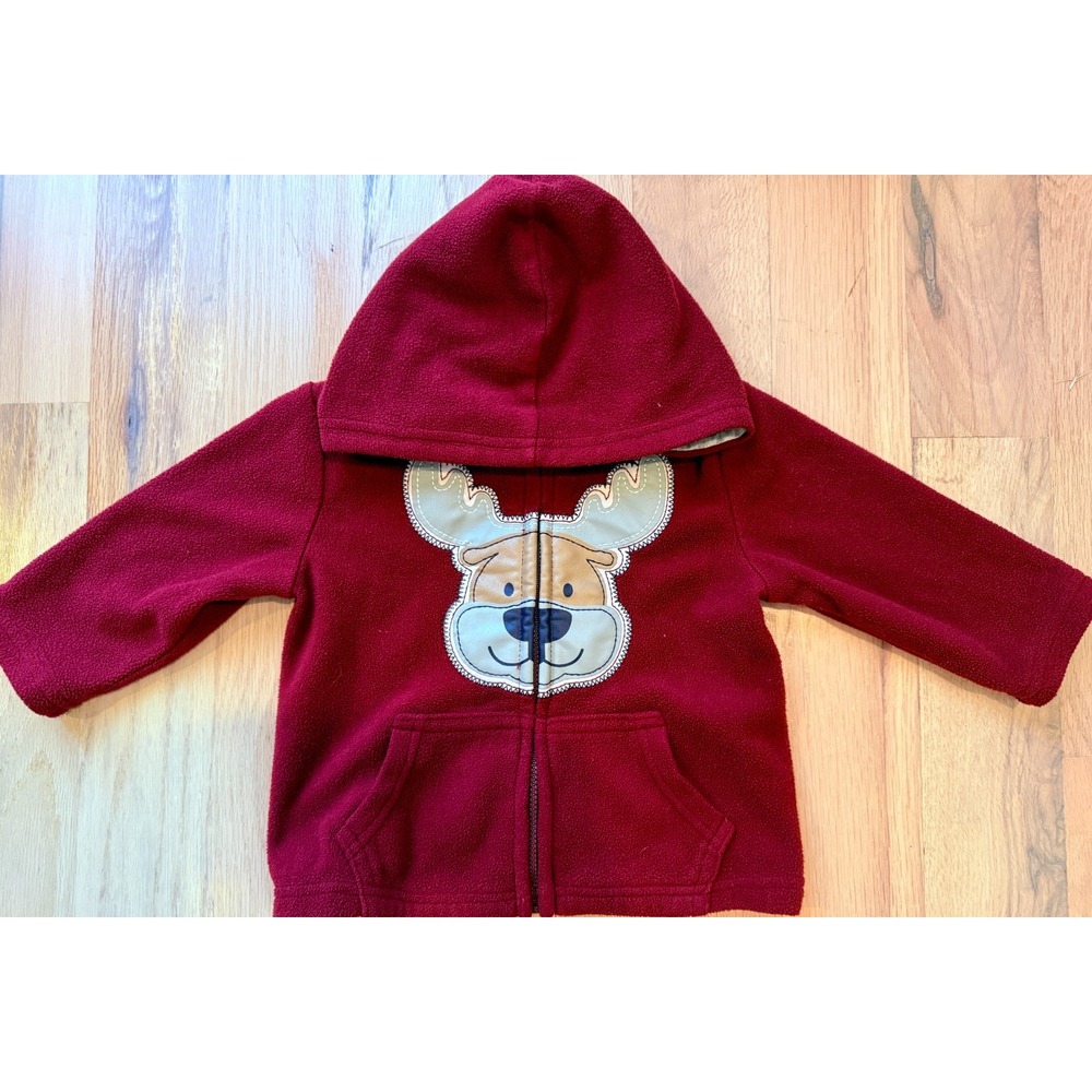 George Zip-Up Fleece Hoodie Reindeer Dog Red 12-18M GBW36001IB